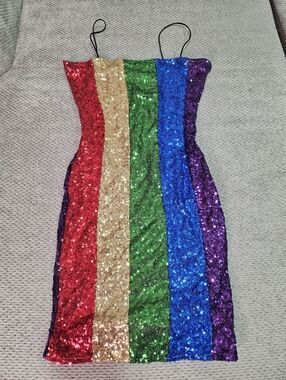 Rainbow Sequined Dress! Like New, Size Small